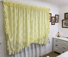 Usado, Rede de renda floral amarela vintage cortina em camadas cruzada L 150 cm x L 240 cm comprar usado  Enviando para Brazil