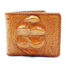 Nova Carteira Masculina Bi-Fold Couro de Crocodilo Marrom Real Cabeça Osso Chifre Pele Traseira. comprar usado  Enviando para Brazil