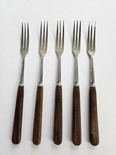 Usado, Garfos de fondue japoneses 5 peças vintage longos de aço inoxidável dos anos 1960 com alças de teca comprar usado  Enviando para Brazil