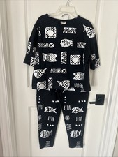 Conjunto de calça de peixe vintage anos 80 algodão campos preto branco gráfico praia P/M comprar usado  Enviando para Brazil