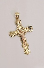 Usado, Pingente crucifixo cruz Jesus corte diamante religião ouro real sólido 14K 2 tons comprar usado  Enviando para Brazil
