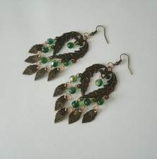 Brincos de folha verde natureza vitoriana art nouveau celta floresta de fadas élficas comprar usado  Enviando para Brazil