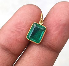 Pingente de berloque de ouro esmeralda natural ouro maciço 18k feito à mão sem pescoço comprar usado  Enviando para Brazil