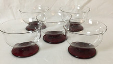Conjunto de 5 Parfait de Sobremesa ~ Tigela de Vidro Transparente Flared com Pé Vermelho 5 oz, usado comprar usado  Enviando para Brazil