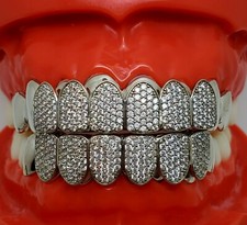 Prata Esterlina ajuste personalizado totalmente Pedras Favo De Mel Conjunto cúbicos Zircônia Cúbica Blocos GRILLZ comprar usado  Enviando para Brazil