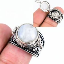 Anel venenoso feito à mão Rainbow Moonstone folheado a prata 925 tamanho 9 EUA comprar usado  Enviando para Brazil