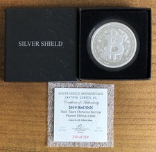 2019 Silver Shield 2 Oz PROOF SILVER BITCOIN redondo, baixo vintage apenas 319 - Raro! comprar usado  Enviando para Brazil
