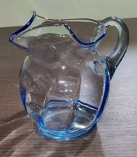 Jarro de vidro arte azul claro pequeno vaso redemoinho óptico cozinha mesa peça central  comprar usado  Enviando para Brazil