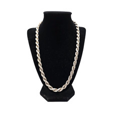 COLAR ITALIANO DE PRATA ESTERLINA 7 MM CORRENTE DE CORDA TORCIDA PESADA 22" 94,6GR #1292 comprar usado  Enviando para Brazil