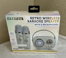Alto-falante de karaokê sem fio retrô Aiwa 2 microfones NOVO, usado comprar usado Alto-falante de karaokê sem fio retrô Aiwa 2 microfones NOVO, usado comprar usado  Enviando para Brazil