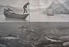 Salmon traps.....wood engravin d'occasion  Saint-Cyprien