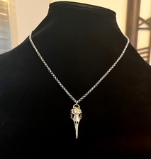 Pingente de caveira de pássaro corvo gótico Halloween colar de aço inoxidável 18" NOVO comprar usado  Enviando para Brazil