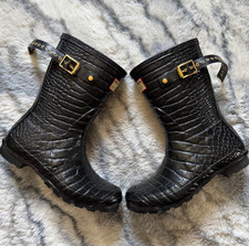 Botas de chuva femininas Hunter Jimmy Choo crocodilo em relevo borracha preta tamanho EUA 7,5, usado comprar usado  Enviando para Brazil