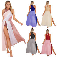 Vestido de dança feminino elegante vestido de festa buraco na fechadura costas vestidos divididos pescoço simulado macio comprar usado  Enviando para Brazil