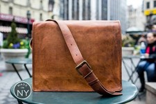 Bolsa tiracolo masculina nova marrom genuína feita à mão couro empresarial comprar usado  Enviando para Brazil