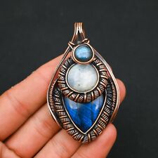 Colgante hecho a mano envuelto en alambre de cobre labradorita azul joyería de diseñador regalo para segunda mano  Embacar hacia Mexico