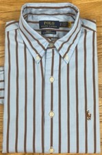 Camisa Polo Ralph Lauren Masculina Slim-Fit Oxford-Algodão Outono-Azul/Listrada P M G GG comprar usado  Enviando para Brazil