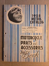 1958 Beck catálogo de peças e acessórios de motocicleta 108 páginas Harley Davidson etc. comprar usado  Enviando para Brazil