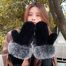 Guantes de piel de visón real de doble cara para mujer + borde de pulsera de piel de zorro real segunda mano  Embacar hacia Mexico