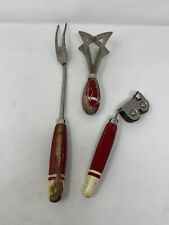 Faca cortador de porcas A & J afiar servir garfo churrasco cabo de madeira vermelho EUA EB-263 comprar usado  Enviando para Brazil