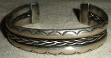 PULSEIRA VINTAGE NAVAJO FIO TORCIDO E MEIA REDONDA PRATA ESTERLINA vafo comprar usado  Enviando para Brazil