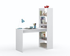 Mesa de escritorio de doble computadora con librería blanca alpina mate segunda mano  Embacar hacia Mexico