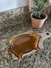 Prato de lanche vintage de vidro âmbar em forma de porco cerca de 10 polegadas  comprar usado  Enviando para Brazil