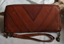 Cartera clutch grande Lucky Brand Baldwin X cuero whisky tostado británico segunda mano  Embacar hacia Argentina