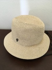 Chapéu de sol Tommy Bahama tecido bege natural logotipo abacaxi pin praia comprar usado  Enviando para Brazil