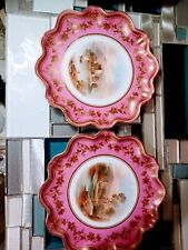 Par de PRATOS DE PORCELANA INGLESES ANTIGOS PINTADOS À MÃO do século XIX comprar usado  Enviando para Brazil