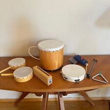 Instrumentos de percusión de mano, 7 artículos, batería, pandereta, triángulo y más segunda mano  Embacar hacia Mexico