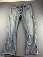 Jeans masculino Levis 32x33* azul prata bootcut couro cravejado desgastado vintage comprar usado  Enviando para Brazil