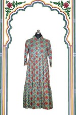 Vestido com estampa de bloco de mão, vestido de verão, vestido maxi de algodão, estampa floral, feito à mão comprar usado  Enviando para Brazil