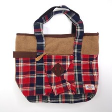 Bolsa de ombro Dickies forrada vermelha azul xadrez marrom alças média, usado comprar usado  Enviando para Brazil