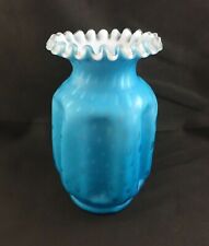 Vaso de vidro artístico esfregão cetim azul RAINDROP armadilha de ar 8" com pontil antigo comprar usado  Enviando para Brazil