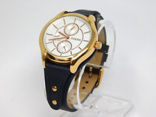 Relógio feminino Fossil BQ3138 mostrador branco pulseira de couro moldura tom dourado acabamento cronógrafo comprar usado  Enviando para Brazil
