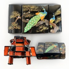 Caixa de música vintage japonesa pintada à mão em laca preta funciona 14”x 8” comprar usado  Enviando para Brazil