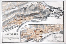 Santander 1908 mapa ciudad orig. + guía francés (2 p) Miranda Sardinero Catedral comprar usado  Enviando para Brazil
