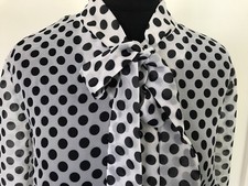 Blusa Vintage Monocromática Manchada de Chiffon Buceta Laço | Mod Anos 60 | G comprar usado  Enviando para Brazil
