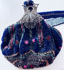 Bolsa antiga de miçangas com fecho de filigrana banhado a prata XX816, usado comprar usado  Enviando para Brazil