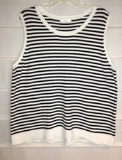 CJ Banks Black White Stripe Knit Sleeveless Shell Tank 18W 1X EC! comprar usado  Enviando para Brazil