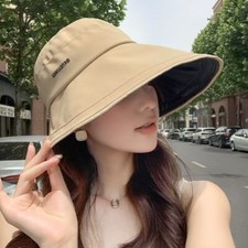 Boné dobrável feminino viseira solar aba larga proteção UV verão praia viagem comprar usado  Enviando para Brazil