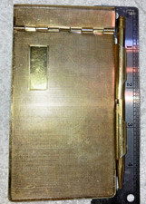 Mini Notebook Goldtone com Lápis Compacto Escrita Bloco de Memórias na Estojo Antigo Como Está comprar usado  Enviando para Brazil