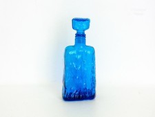 Usado, Decantador de textura de casca de vidro azul EMPOLI garrafa Genie com rolha década de 1970 italiano comprar usado  Enviando para Brazil