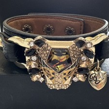 Pulseira cravejada Betsey Johnson cristal selva tigre cabeça de gato GRANDE RARA 8i n  comprar usado  Enviando para Brazil