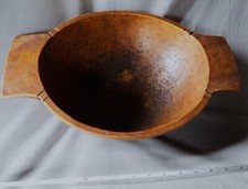 Antiguo cuenco de madera tallado a mano arce tallado siglo XIX mangos primitivos segunda mano  Embacar hacia Mexico