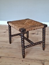 Antyczny Vintage Bobbin Drewniany stołek Siedzisko Obracone nogi Rzeźbiony stołek dekoracyjny na sprzedaż  Wysyłka do Poland