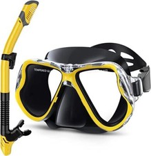 Usado, Conjunto de snorkel Eastern Watersports Pro seco, panorâmico antiembaçante preto/amarelo comprar usado  Enviando para Brazil