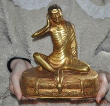 Estátua de cabeça de veado 7,8" budismo tibetano bronze dourado Milarepa Arhat Buda passeio comprar usado  Enviando para Brazil