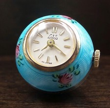 Ótimo relógio pingente de bola esmaltada vintage LOTOS prata esterlina e azul guilhochê comprar usado  Enviando para Brazil
